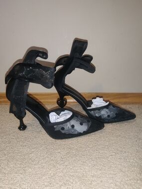 Black Polka Dot High Heels sz 38
